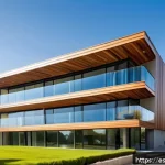 건축평가와 기술 발전의 관계 - A modern architectural building facade featuring smart photovoltaic coatings integrated seamlessly i...