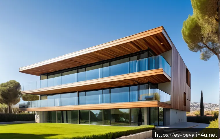 건축평가와 기술 발전의 관계 - A modern architectural building facade featuring smart photovoltaic coatings integrated seamlessly i...